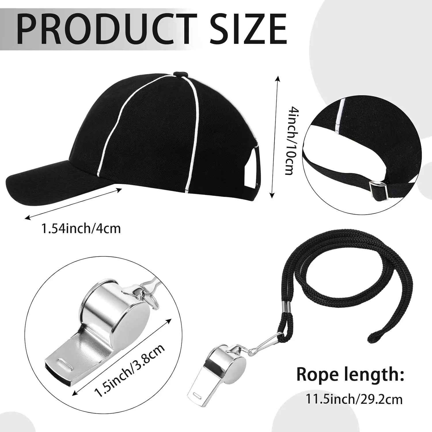 Halloween Kids Referee Costume Set White Black Stripe Umpire Jersey Overturned Collar Referee Shirt Stainless Steel Whistle with Lanyard Hat for Basketball Football Soccer