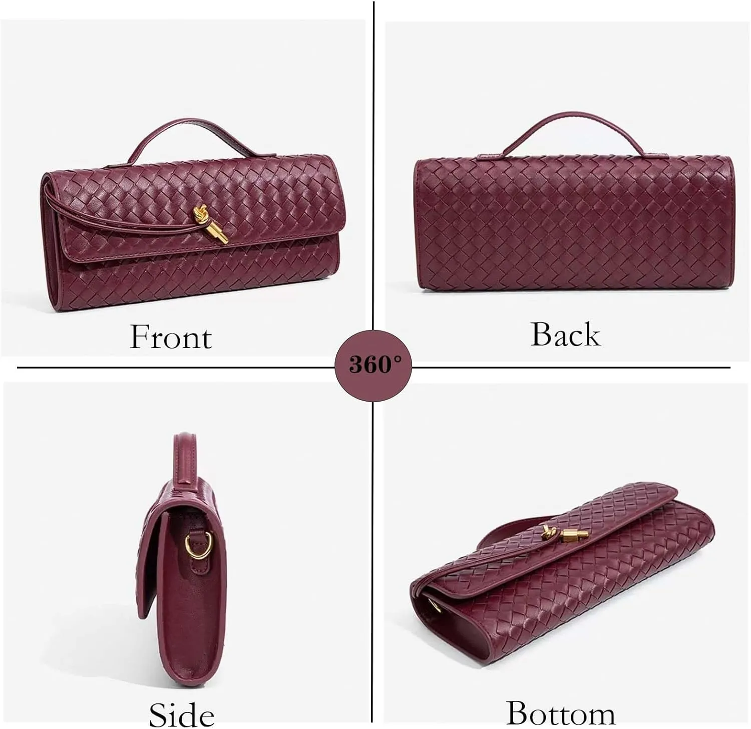 Handmade Woven Evening Bag for Women Casual Clutch Purse Leather Shoulder Handbag Fashion Crossbody Bag