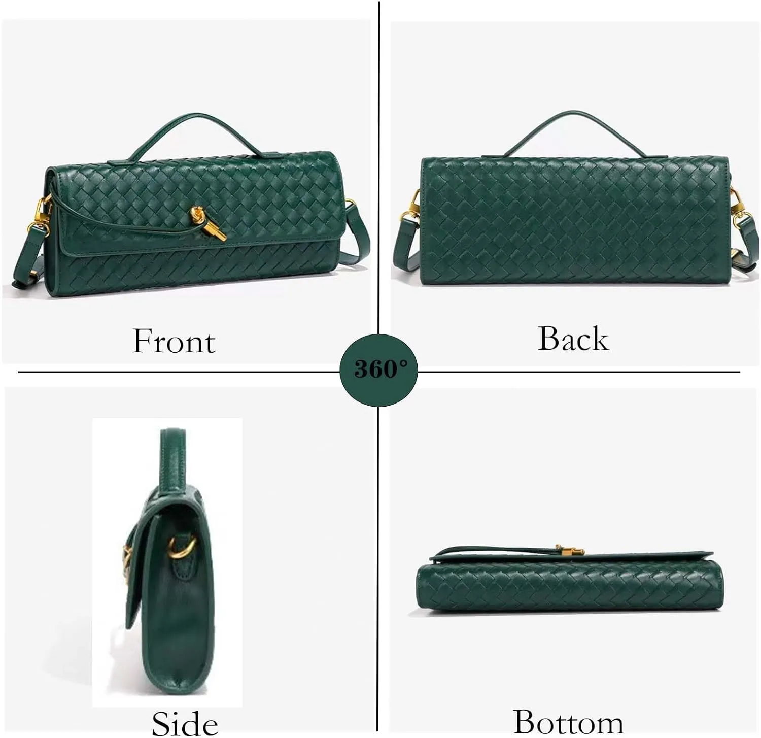 Handmade Woven Evening Bag for Women Casual Clutch Purse Leather Shoulder Handbag Fashion Crossbody Bag