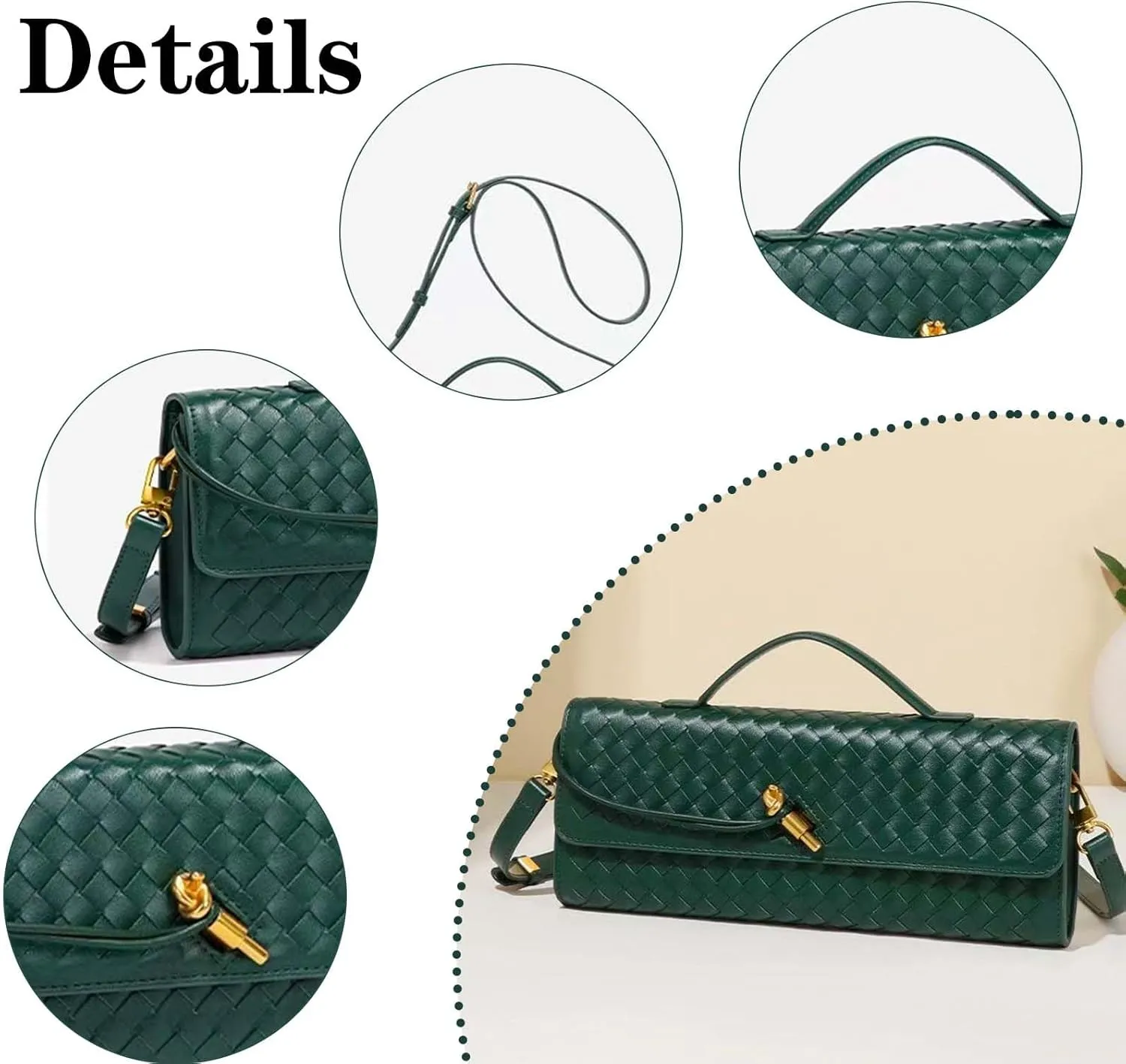 Handmade Woven Evening Bag for Women Casual Clutch Purse Leather Shoulder Handbag Fashion Crossbody Bag
