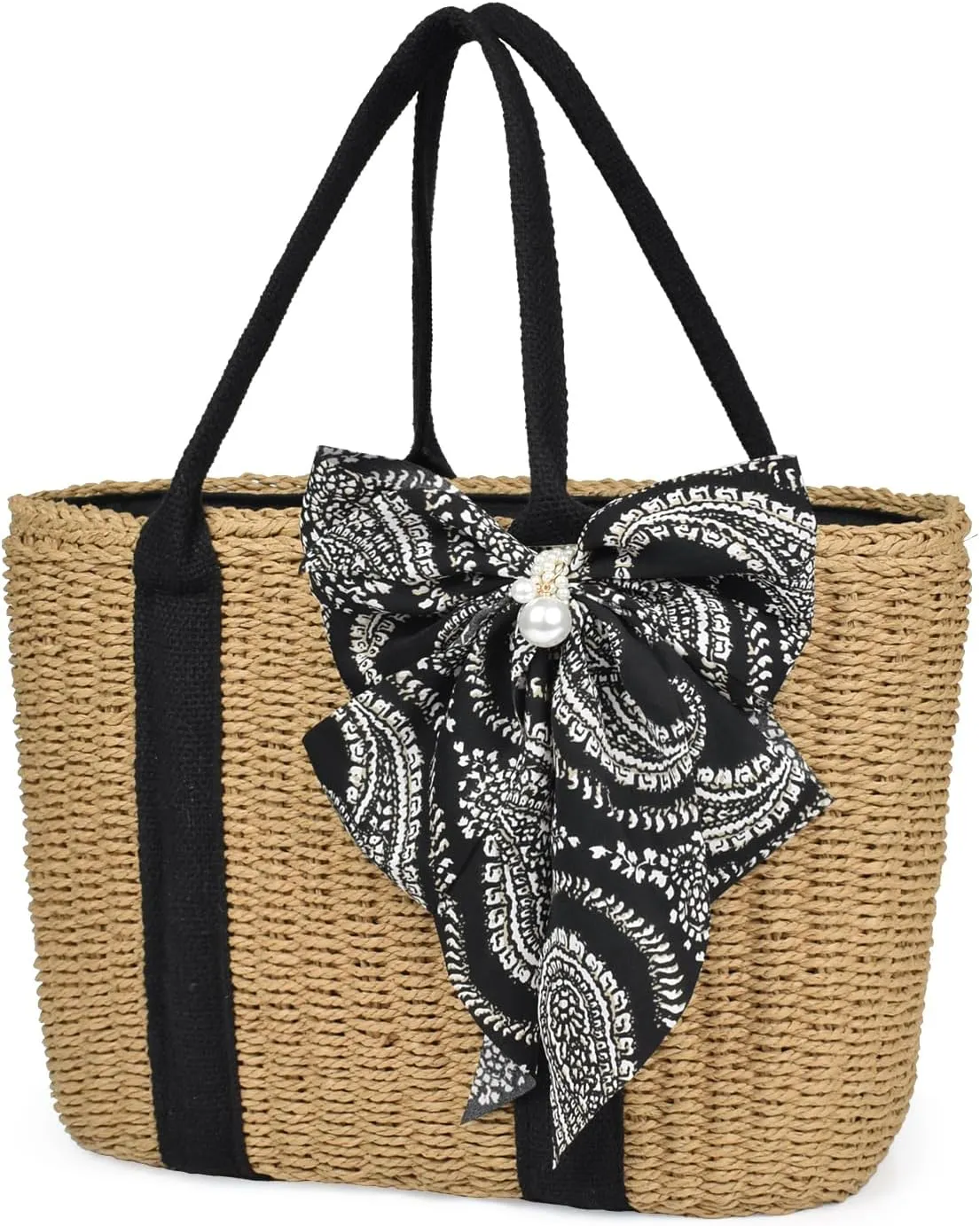 Handwoven Large Straw Bags For Women Beach Tote Bag Summer Seaside Shoulder Bag