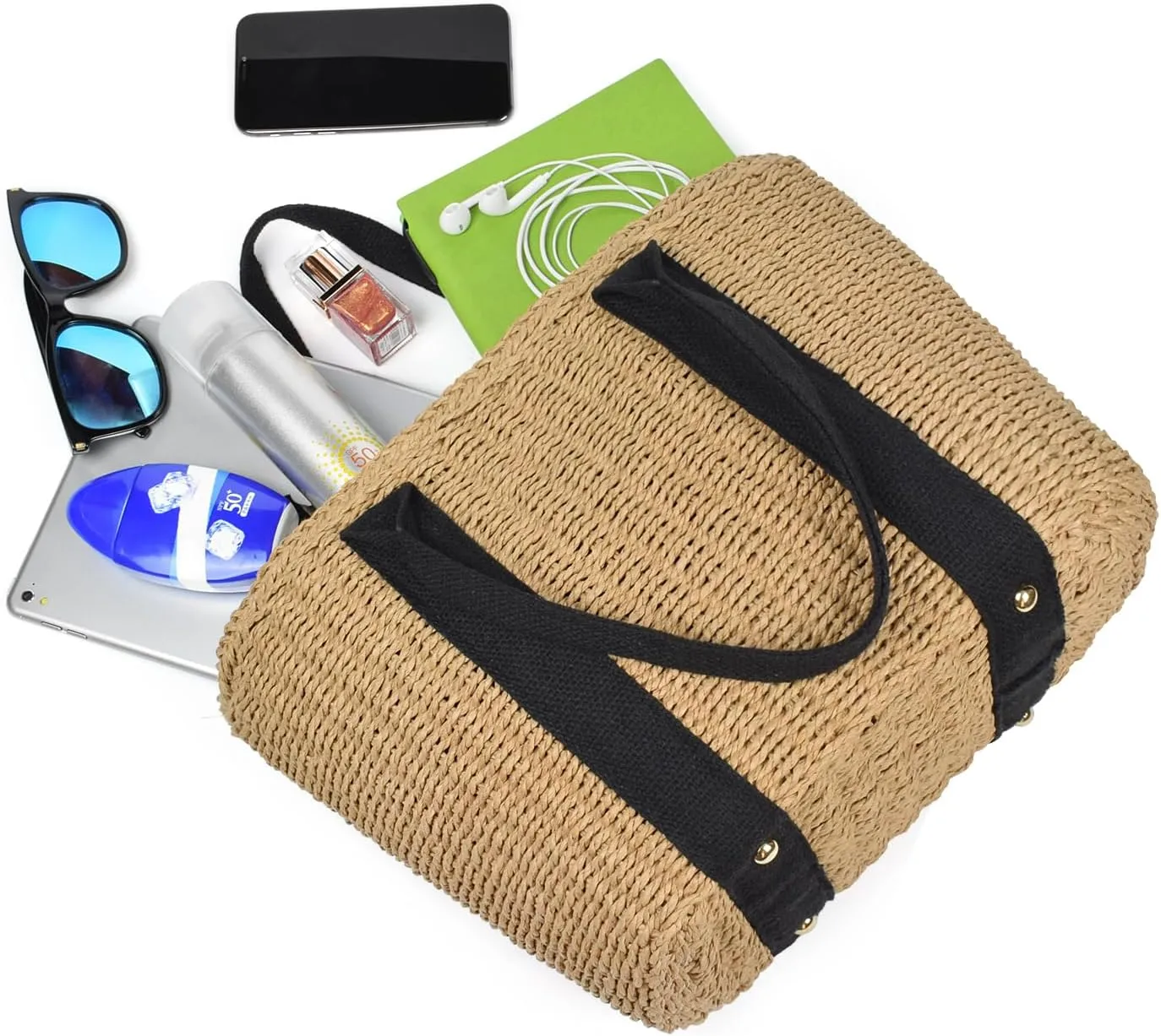 Handwoven Large Straw Bags For Women Beach Tote Bag Summer Seaside Shoulder Bag