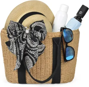 Handwoven Large Straw Bags For Women Beach Tote Bag Summer Seaside Shoulder Bag