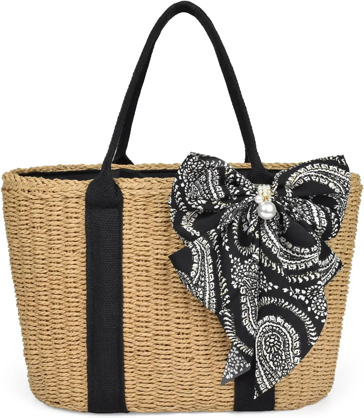 Handwoven Large Straw Bags For Women Beach Tote Bag Summer Seaside Shoulder Bag