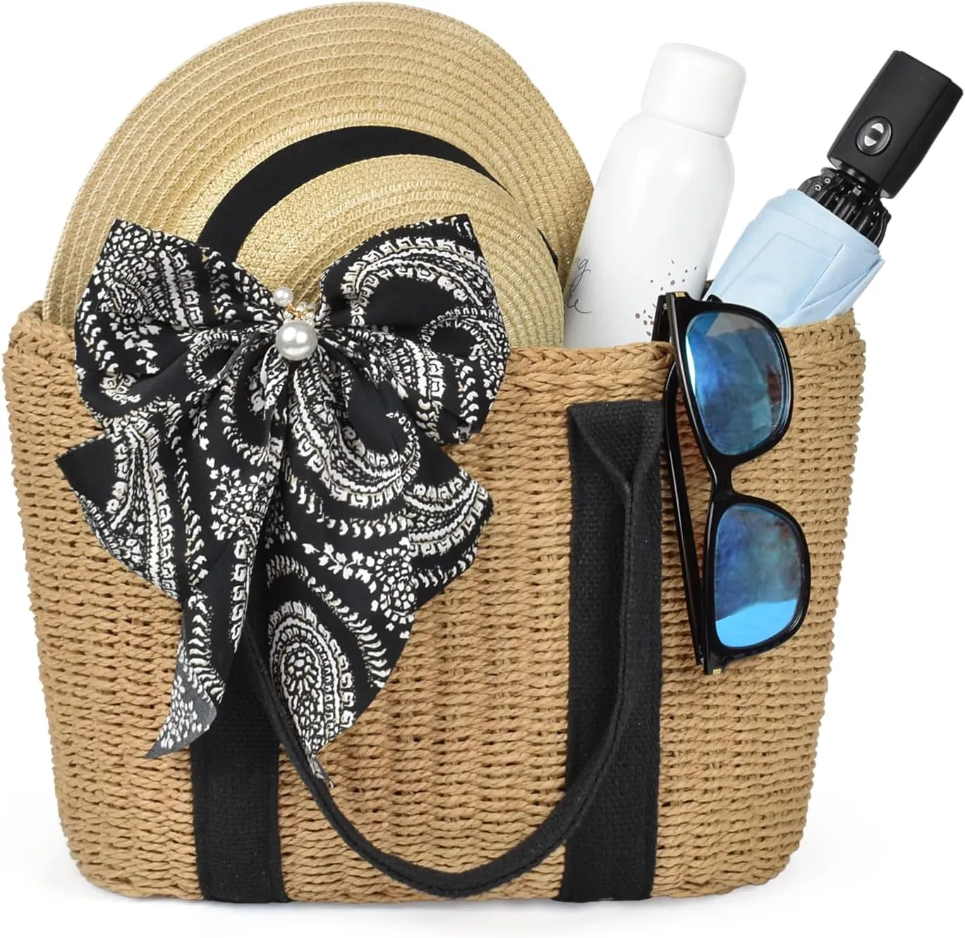 Handwoven Large Straw Bags For Women Beach Tote Bag Summer Seaside Shoulder Bag