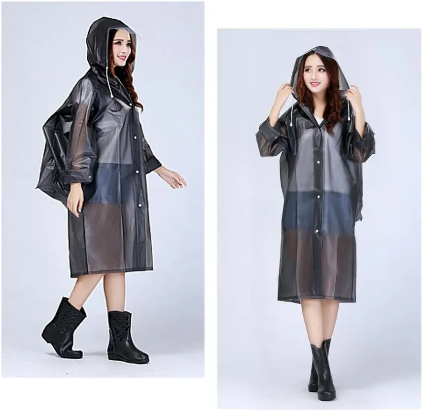 HAOZAIKEJI Women Hooded Raincoat Girl Large Camp Poncho Long EVA Rainwear Packable Hiking Backpack Cloak Biking Coat with Bag