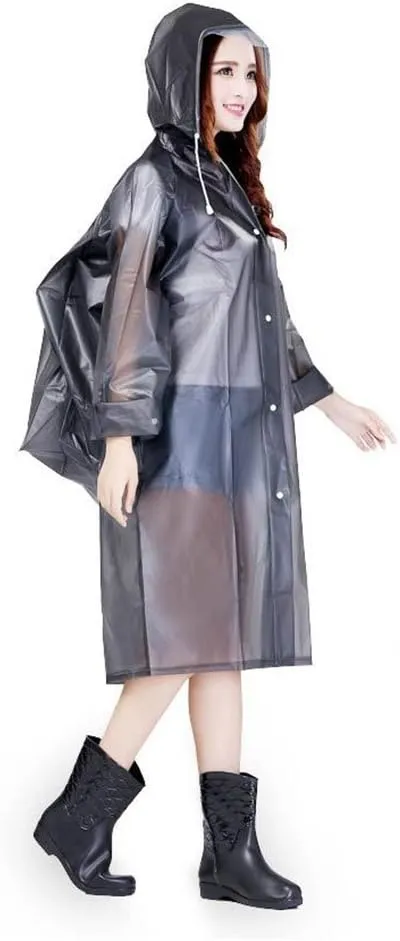 HAOZAIKEJI Women Hooded Raincoat Girl Large Camp Poncho Long EVA Rainwear Packable Hiking Backpack Cloak Biking Coat with Bag