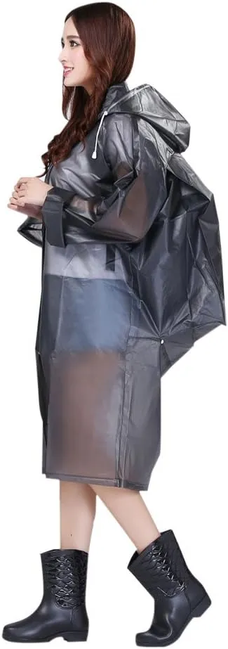 HAOZAIKEJI Women Hooded Raincoat Girl Large Camp Poncho Long EVA Rainwear Packable Hiking Backpack Cloak Biking Coat with Bag