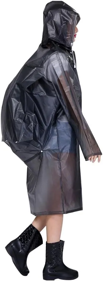 HAOZAIKEJI Women Hooded Raincoat Girl Large Camp Poncho Long EVA Rainwear Packable Hiking Backpack Cloak Biking Coat with Bag