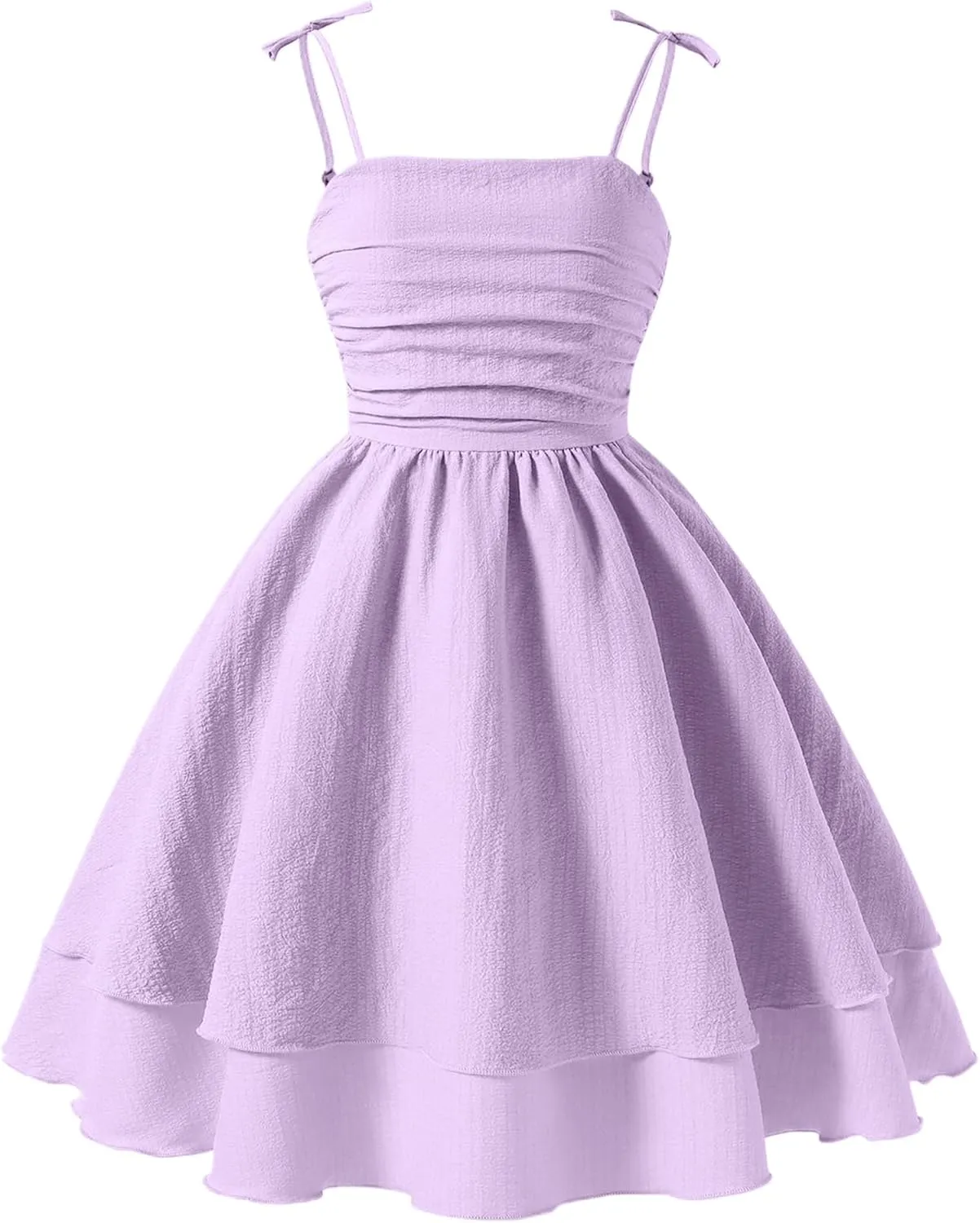 Happy Cherry Girls Spaghetti Strap Smocked Dress Layered Beach Sundress A-Line Midi Dresses 7-12 Years