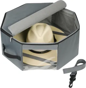 Hat Box for Travel & Storage, Upgrade Dustproof Case for Cowboy, Panama & Fedora Hats, Grey