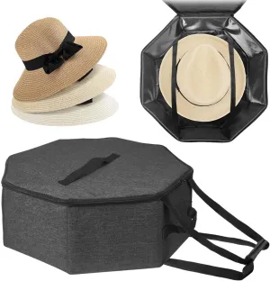 Hat Box for Travel and Storage, Stackable Cowboy, Foldable Hat Boxes for Women Men Storage with Handle, Save Space Travel with Cardbord for Closet, Dark Gray