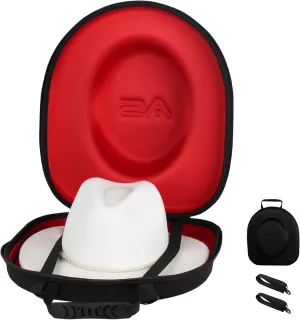 Hat Box for Travel-Crush Proof Hat Travel Case for Fedora Hats Holder Storage Box Organizer Cap Carrier with Adjustable Carry Strap (01-Black Red)