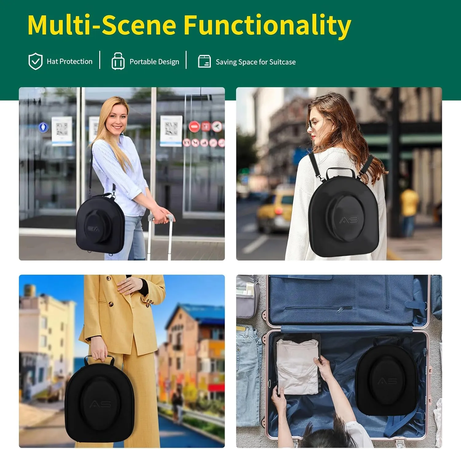 Hat Box for Travel-Crush Proof Hat Travel Case for Fedora Hats Holder Storage Box Organizer Cap Carrier with Adjustable Carry Strap (01-Black Red)