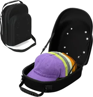 Hat Case Bag for Travel, Baseball Hat Storage Organizer Cap Bag Case with Shoulder Strap, Hat Box Carrier for Travel, Cap Storage for Baseball Hats, Black
