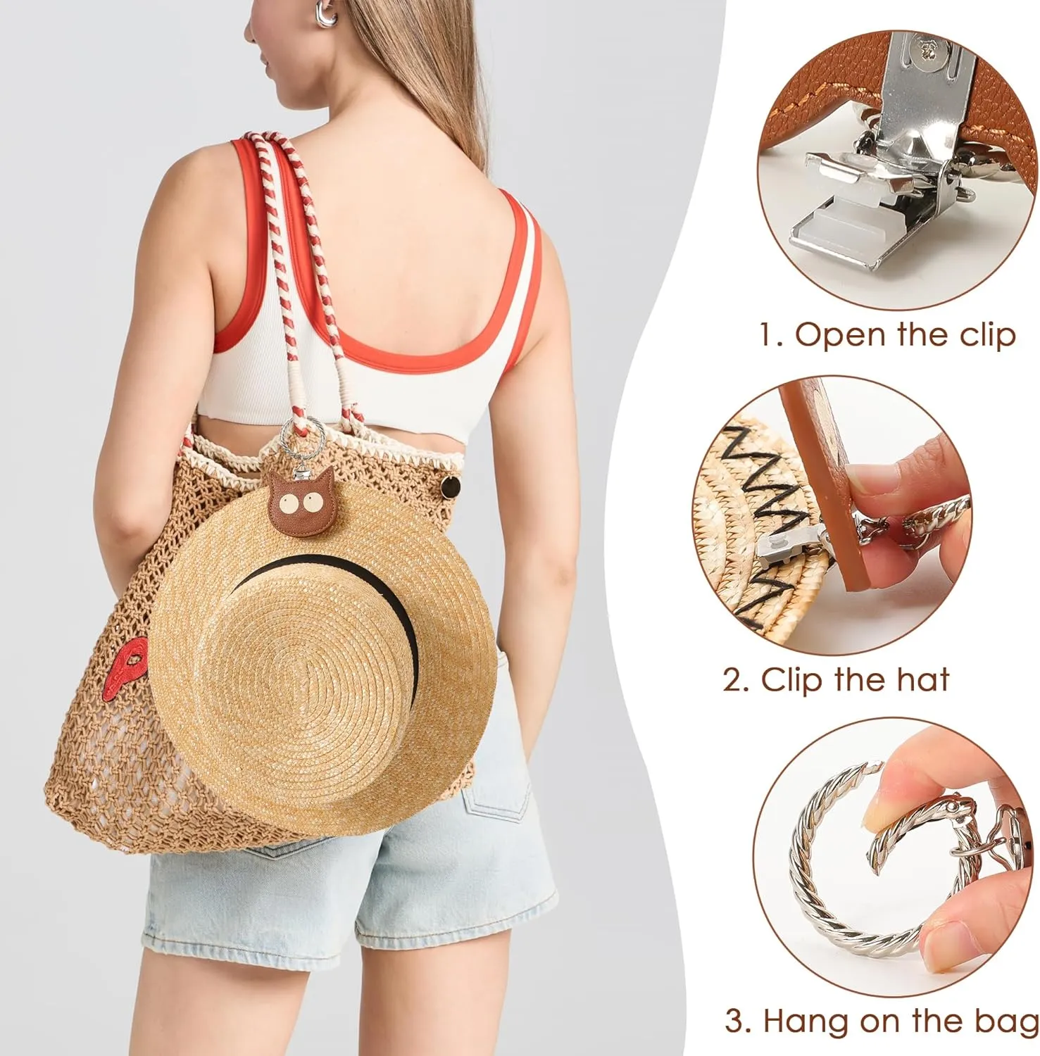 Hat Clip for Travel Sun Hat Holder Hang on Bags Hands Free Hats Clip-on Luggage Women’s Outdoor Travel Accessory