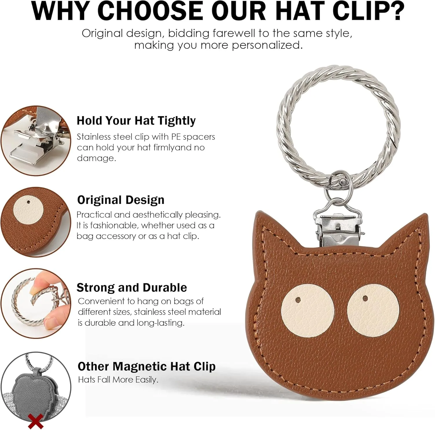 Hat Clip for Travel Sun Hat Holder Hang on Bags Hands Free Hats Clip-on Luggage Women’s Outdoor Travel Accessory