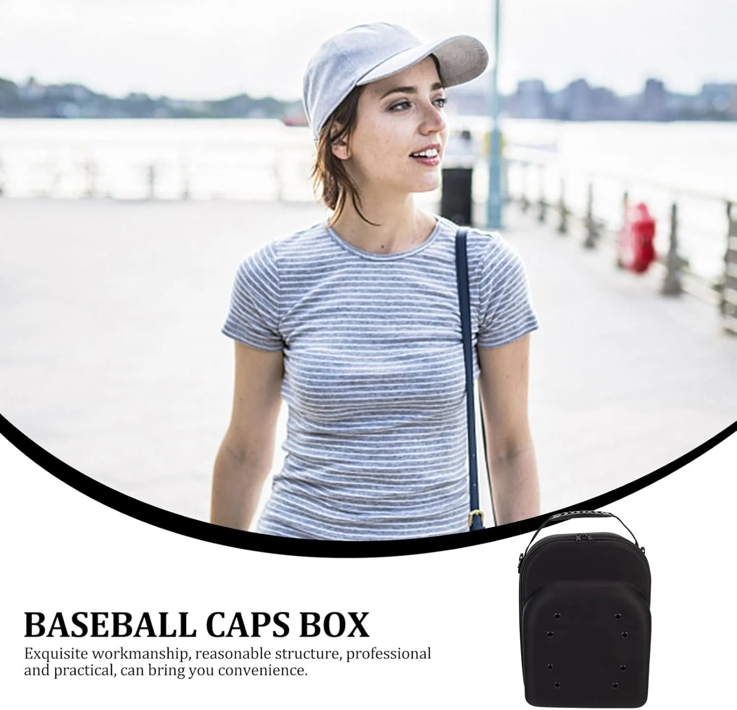 Hat Organizer Cap Organize Hat Black Travelling Caps, Bag Storage Hats Eva Bowler for Carry Carrier Shoulder Case with Handle and Back Mens Home Baseball Travel Holder Hat Rack