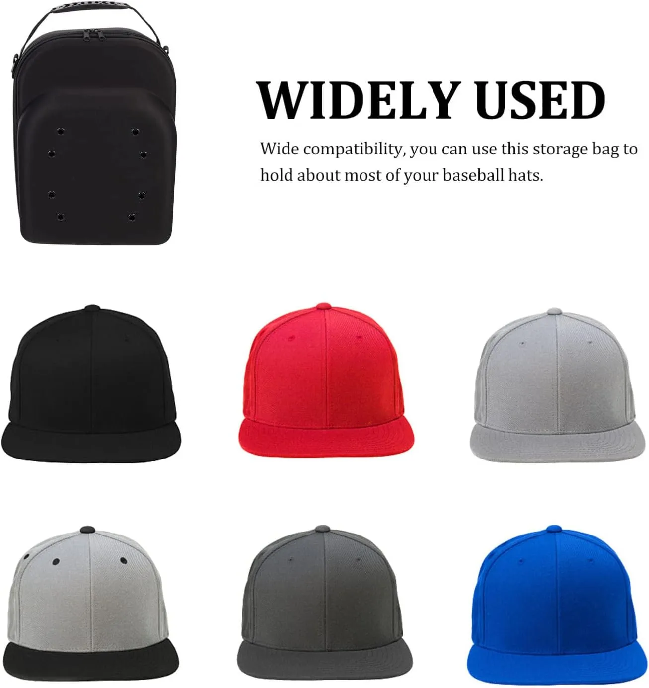 Hat Organizer Cap Organize Hat Black Travelling Caps, Bag Storage Hats Eva Bowler for Carry Carrier Shoulder Case with Handle and Back Mens Home Baseball Travel Holder Hat Rack