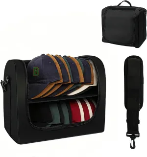 Hat Organizer for Baseball Caps, Large Hat Organizer Bag with Handle Adjustable Shoulder Strap Baseball Cap Organizer for 24 Caps Portable Hat Carrier Storage Case