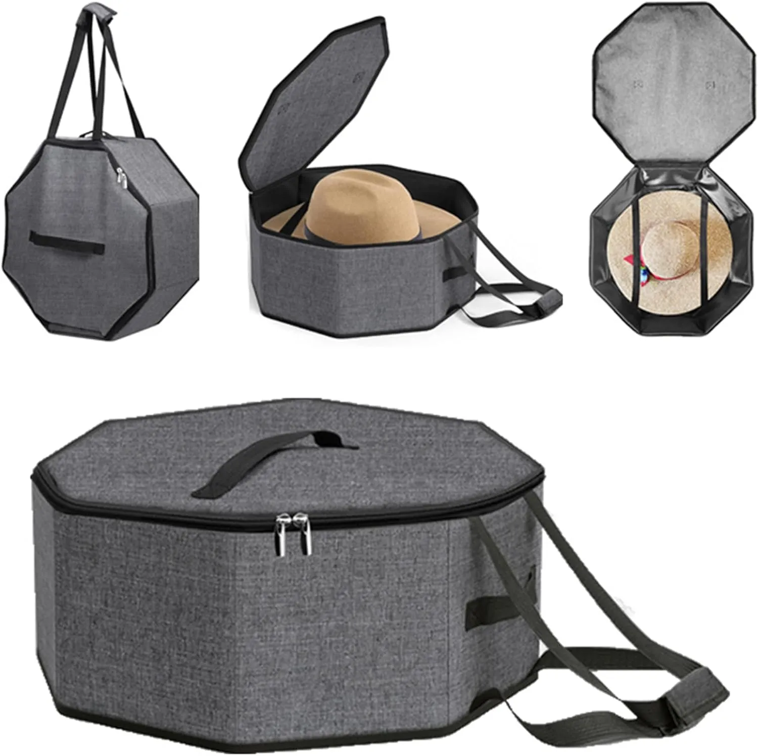 Hats Boxes for Women Storage Travel Organizer with Handles for Closet Wide Brims Hat Carrier Case with Cardboard Stuffed Animal Toy Organizer