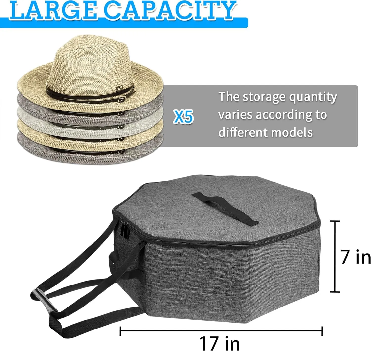 Hats Boxes for Women Storage Travel Organizer with Handles for Closet Wide Brims Hat Carrier Case with Cardboard Stuffed Animal Toy Organizer