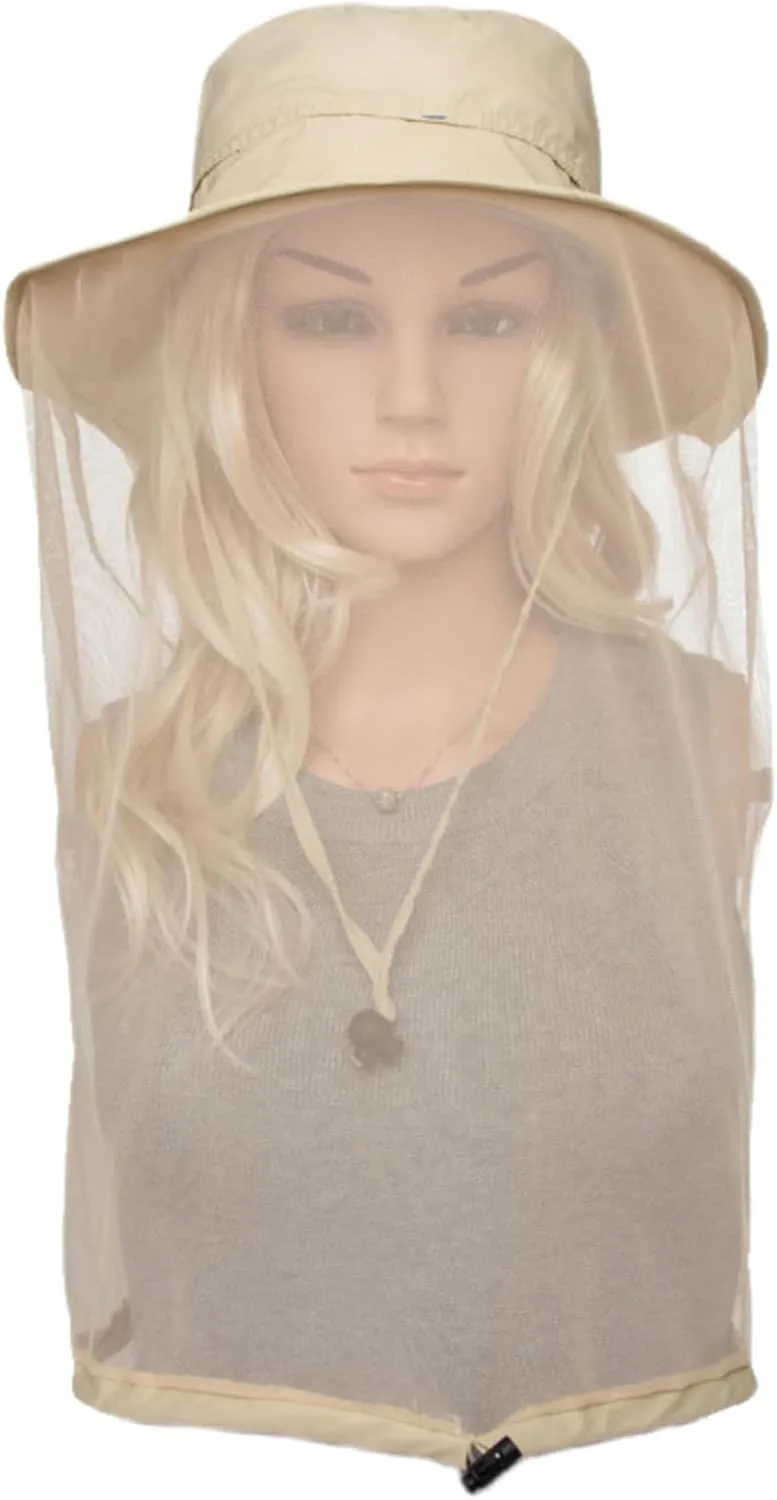 Head Net Hat Sun Hats for Men Women Safari Hat UPF 50  Sun Protection Hat with Hidden Netting for Beekeeping Hiking