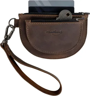 Heather's, Semi-Circular Double Wallet, Coin Pouch, Money Holder, USB Storage, Full Grain Leather, Handmade, Bourbon Brown