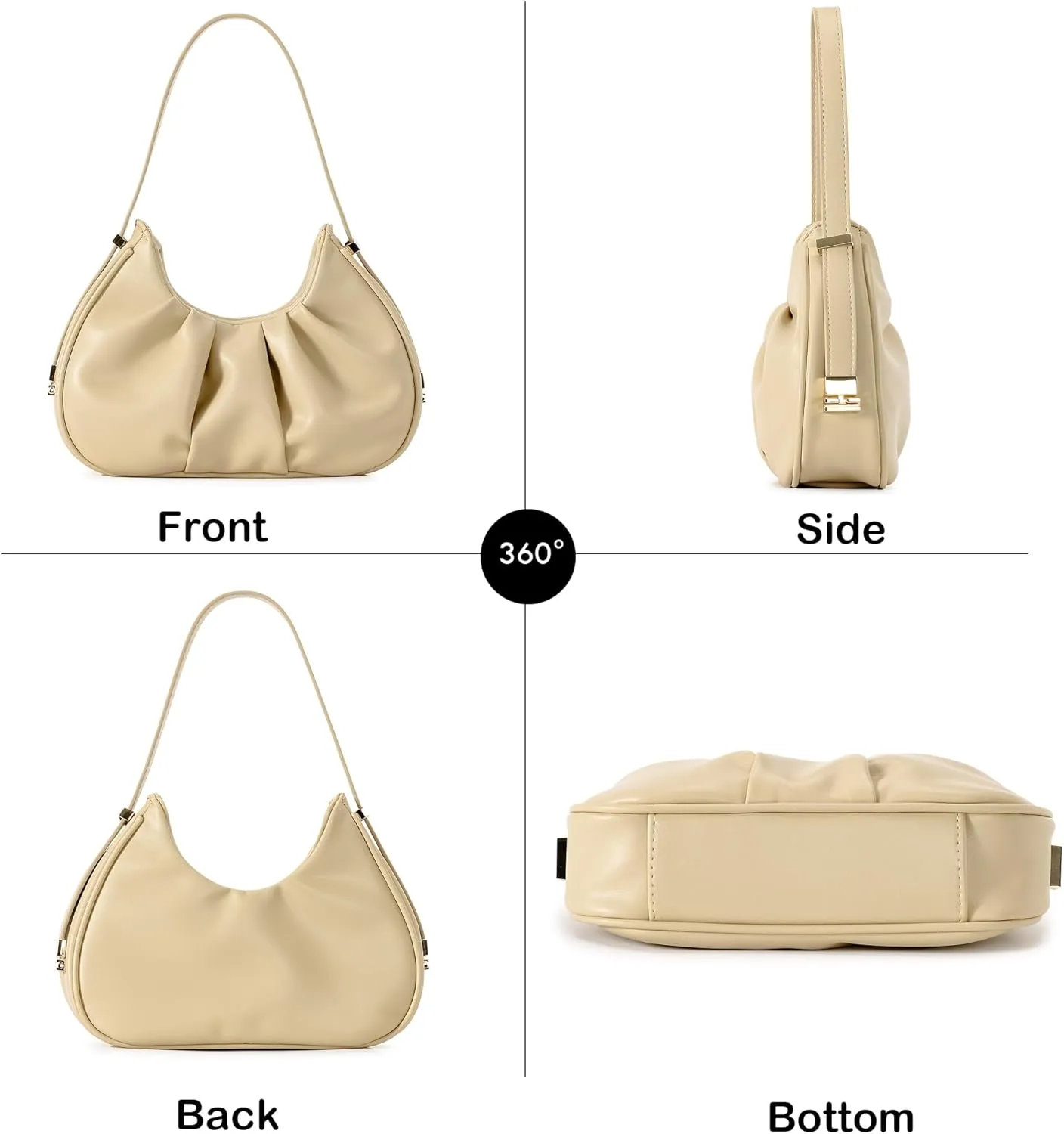 Herald Ruched Shoulder Bag Cloud Design Hobo Clutch Purse for Women Small Mini Cute Tote Handbag with Adjustable Strap