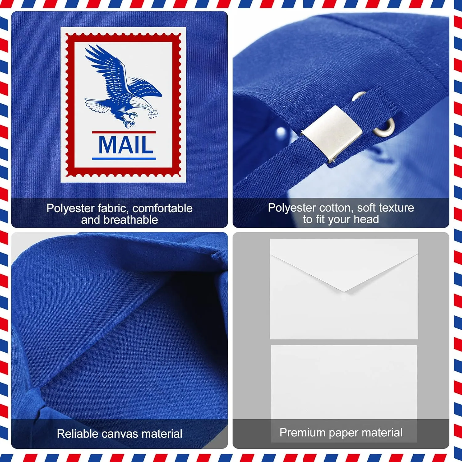 Hicarer Mailman Costume Adult Mail Carrier Kit Halloween Costume for Adults Career Cosplay Halloween Postal Accessories Set