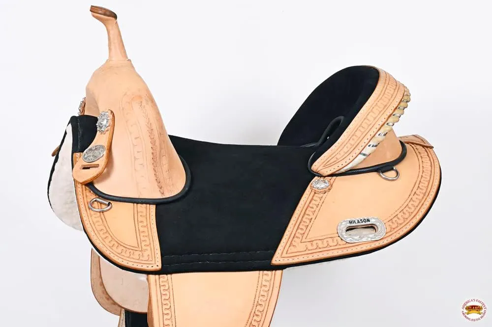 HILASON Western Horse Treeless Trail Saddle Genuine American Leather | Horse Saddle | Western Saddle | Treeless Saddle | Saddle for Horses | Horse Leather Saddle