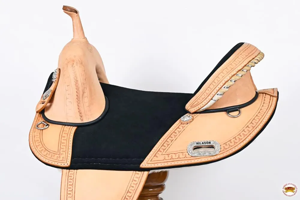 HILASON Western Horse Treeless Trail Saddle Genuine American Leather | Horse Saddle | Western Saddle | Treeless Saddle | Saddle for Horses | Horse Leather Saddle
