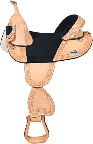 HILASON Western Horse Treeless Trail Saddle Genuine American Leather | Horse Saddle | Western Saddle | Treeless Saddle | Saddle for Horses | Horse Leather Saddle