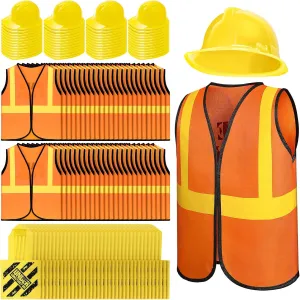Hillban 48 Sets Construction Dress up Supplies Construction Costume Including Tote Bags,Vests and Hats for Costume Birthday Dress up Party Favor
