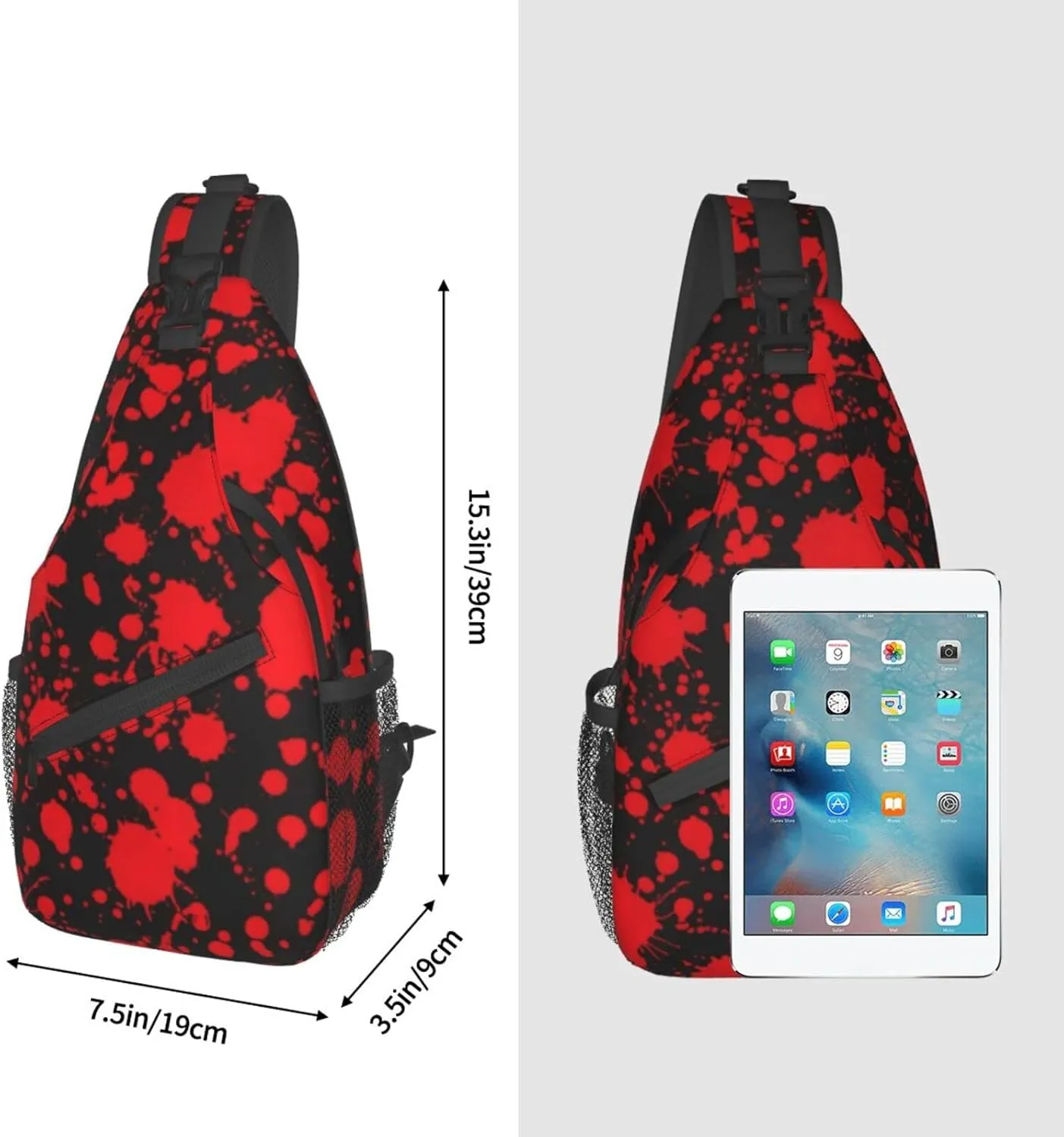 Horror Blood Splatter Outdoor Crossbody Shoulder Bag For Unisex Young Adult Hiking Sling Backpack