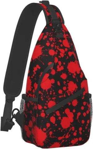 Horror Blood Splatter Outdoor Crossbody Shoulder Bag For Unisex Young Adult Hiking Sling Backpack
