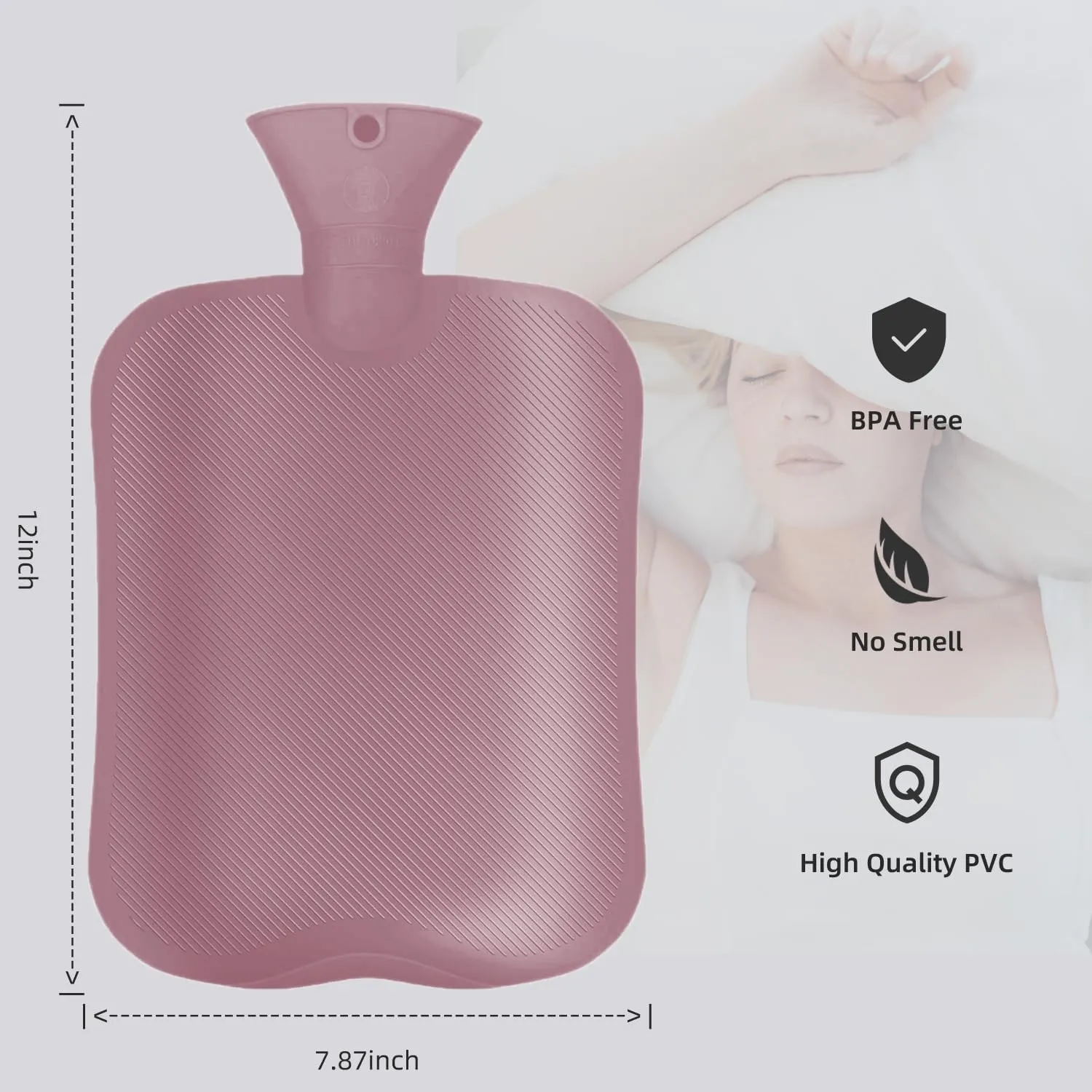 Hot Water Bottle with Classic Striped Cover, 2L Hot Water Bag for Menstrual Cramps, Neck and Shoulder Pain Relief, Hot and Cold Therapies, Hand Feet Warmer