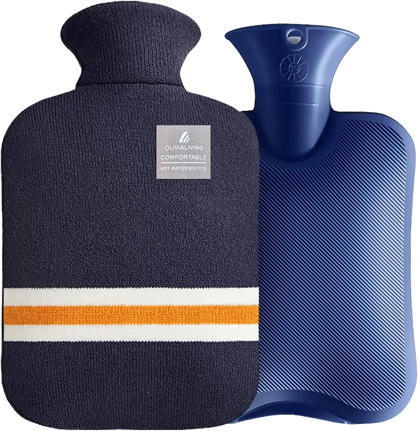 Hot Water Bottle with Classic Striped Cover, 2L Hot Water Bag for Menstrual Cramps, Neck and Shoulder Pain Relief, Hot and Cold Therapies, Hand Feet Warmer