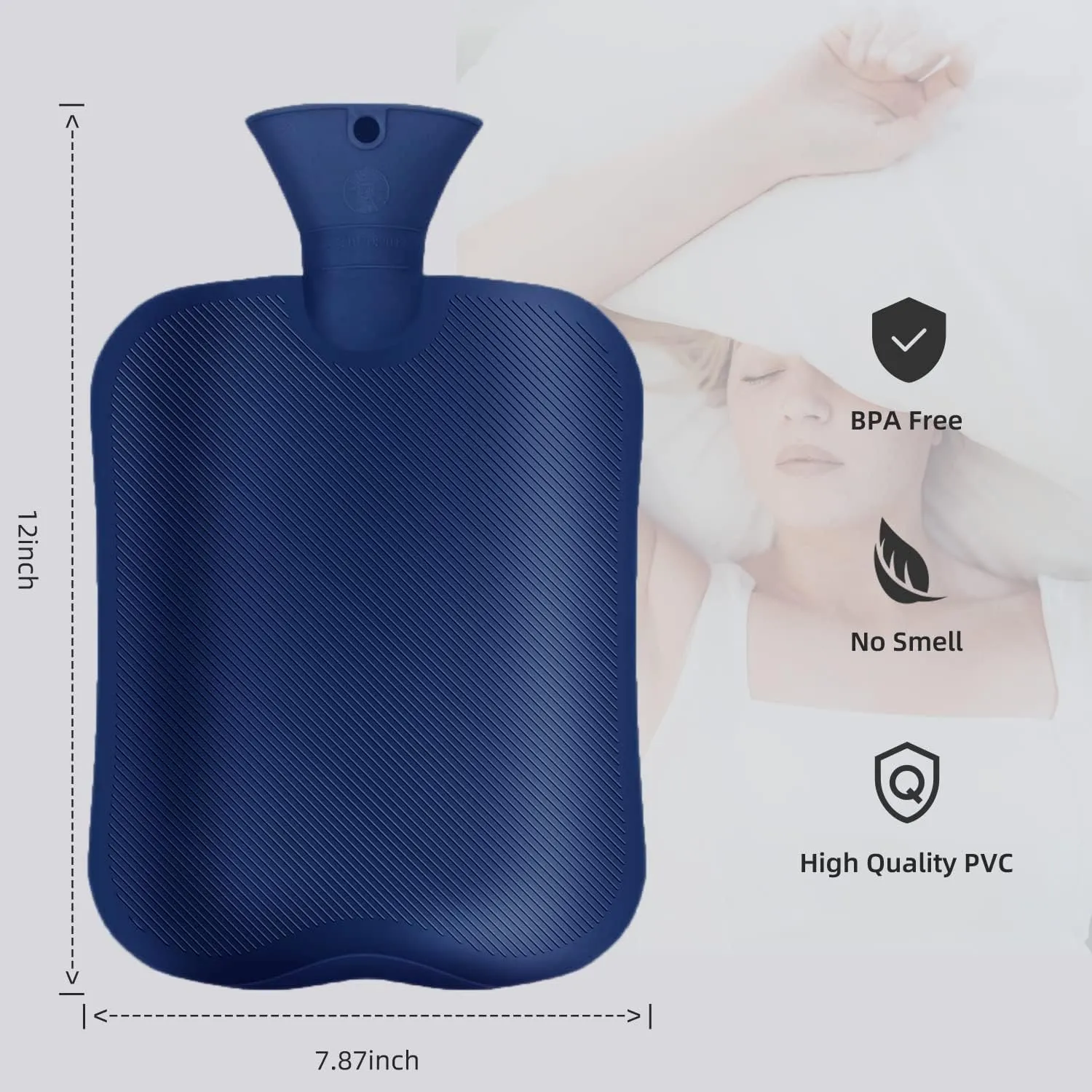 Hot Water Bottle with Classic Striped Cover, 2L Hot Water Bag for Menstrual Cramps, Neck and Shoulder Pain Relief, Hot and Cold Therapies, Hand Feet Warmer
