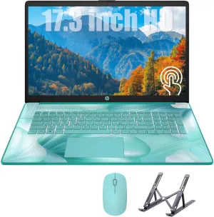 HP 17 Laptop, Intel Celeron N4120 Processor, 17.3’’ HD  Touchscreen Display, 32GB RAM,1TB SSD, Intel UHD Graphics, Backlit Keyboard, Windows 11 Home, Fatcayes Accessory, Aquamarine Sky (Renewed)