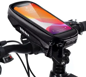 HUANLANG Bike Phone Mount - Waterproof Bike Phone Case with Top Tube, Handlebar Mount, Touch Screen Compatible Below 6.7 inch