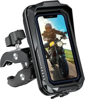 HUANLANG Motorcycle Phone Mount Waterproof Bike Phone Holder 360° Adjustable Anti-Shake Bike Phone Bag with Touchscreen Sun Visor,Universal Cell Phone Holder Suitable for 4.7"-7.0" Smartphone