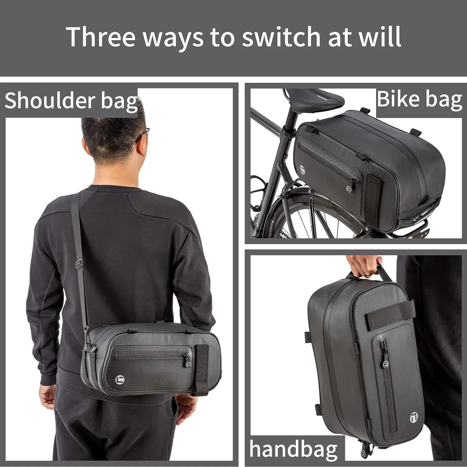 HuiJuKeJi Bike Rear Cargo Rack Bags 3-in-1 Multifuction Bicycle Trunk 26L Storage Pannier Saddle Bag with Reflective Strips Waterproof Travel Accessories Expandable Luggage Trunk Bag For Cycling