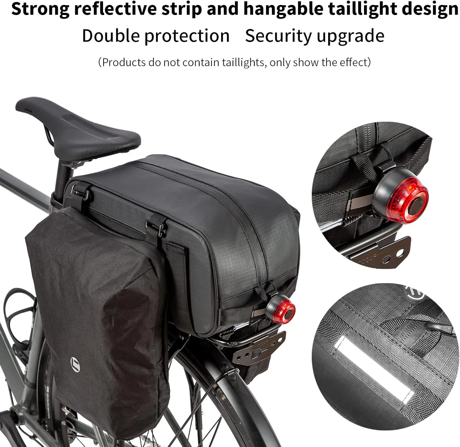 HuiJuKeJi Bike Rear Cargo Rack Bags 3-in-1 Multifuction Bicycle Trunk 26L Storage Pannier Saddle Bag with Reflective Strips Waterproof Travel Accessories Expandable Luggage Trunk Bag For Cycling