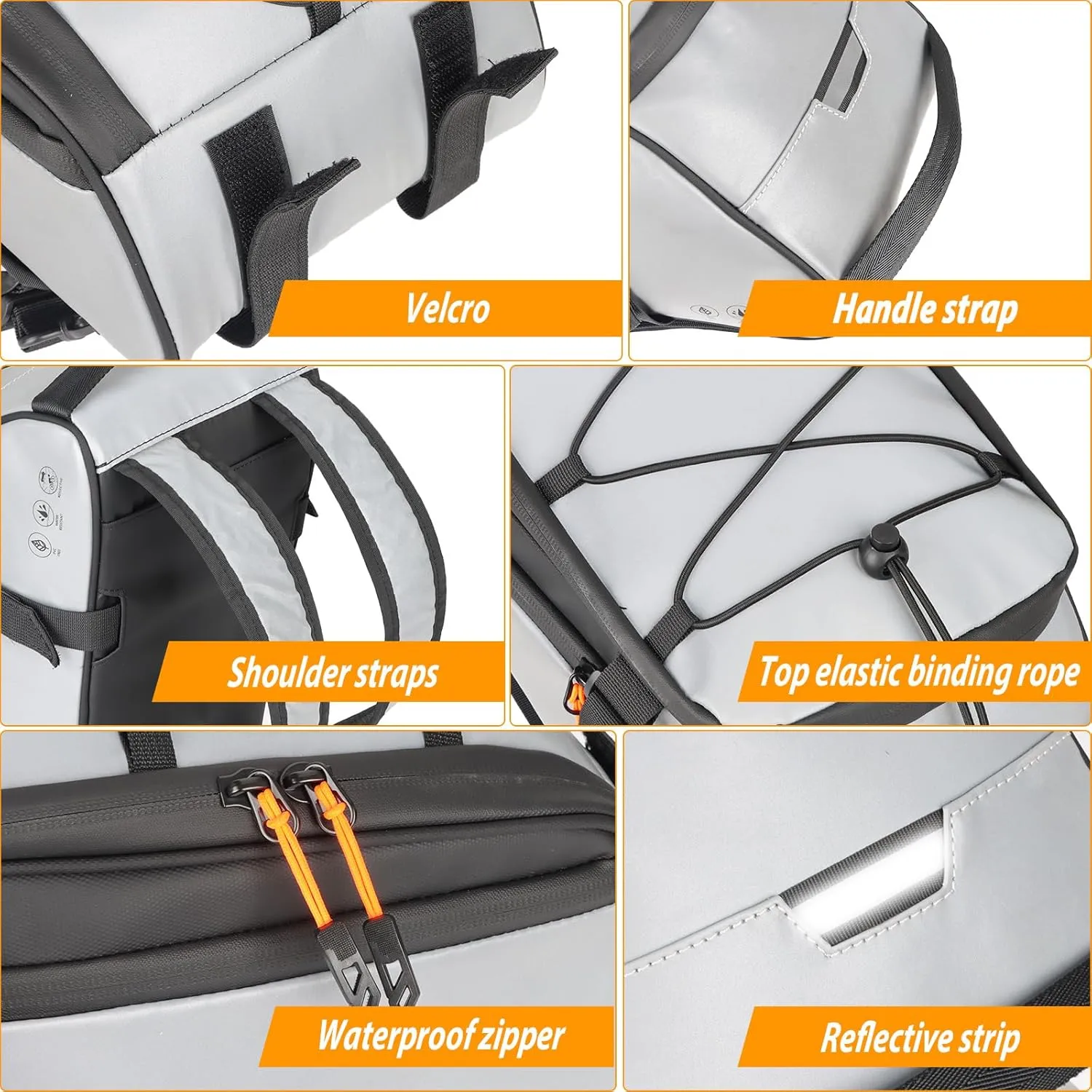HuiJuKeJi Bike Trunk Bag 360 ° Reflective Bicycle Backpack 12L Rear Bike Cargo Rack Bags Storage Pannier Saddle Bag 3-in-1 Multifuction Waterproof Travel Accessories Expandable Luggage Trunk Bag