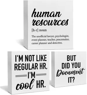 Human Resources Office Decor, 3 Pcs Funny HR Gifts Wood Box Signs But Did You Document It Humor Quotes Office Supplies HR Signs, Farmhouse Rustic Desk Decor for Table Shelf Wall Cubicle Accessories