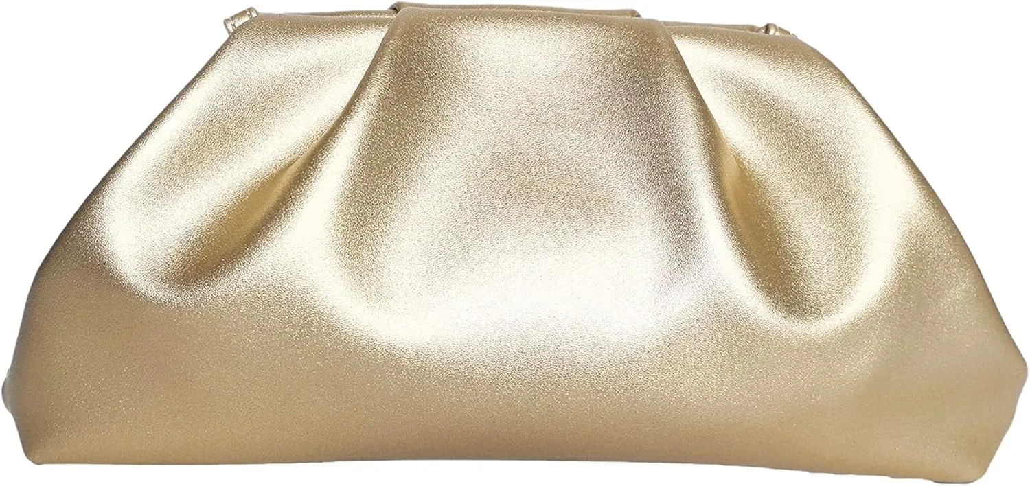 Huralona Dressy Pleated Vegan Leather Clutch Purse Bag for Women Super Chic Soft PU Evening Purse Handbag