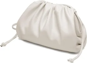 Huralona Dressy Pleated Vegan Leather Clutch Purse Super Soft Cloud Dumpling Clutch Bag for Women PU Evening Purse Handbag