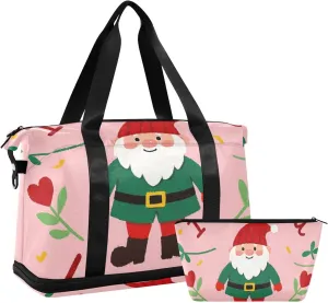 I Love Your Valentine Cartoon Dwarf Luggage Travel Bag Gym Carry on Duffel Bags with Adjustable Strap for Airplane Traveling 2 Pcs Set