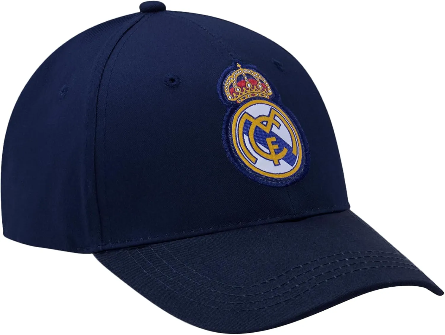 Icon Sports Officially Licensed Real Madrid Adjustable Dad Cap – White & Black Cotton Hat with Buckle for Men & Women